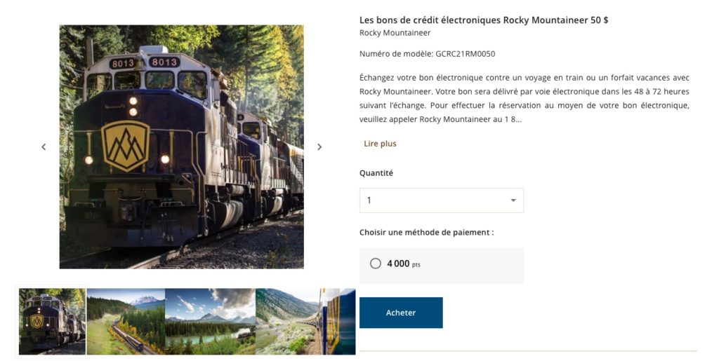 Rockymountaineer Aeroplan Bons Fr