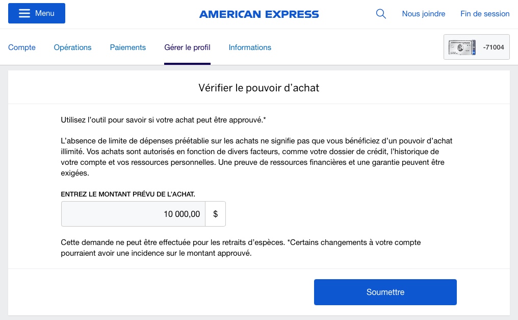 Verifier Pouvoir Achat Amex Fr