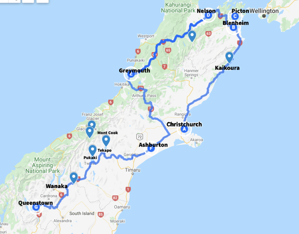 Itinéraire Ile Du Sud Nouvelle Zélande