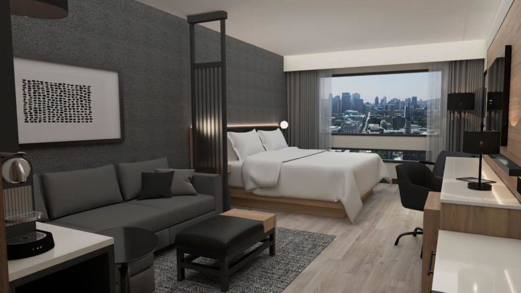 Hyatt Place Montreal Downtown King Guestroom Layout. X