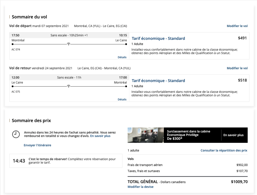 Vol Ac Yul Cai En Dollars Sept