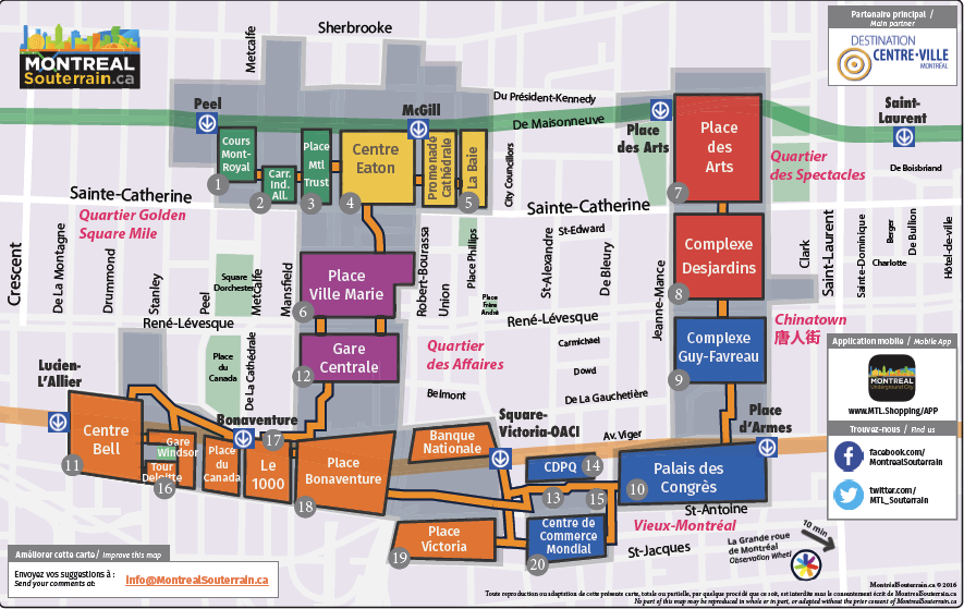 Carte Montréal souterrain