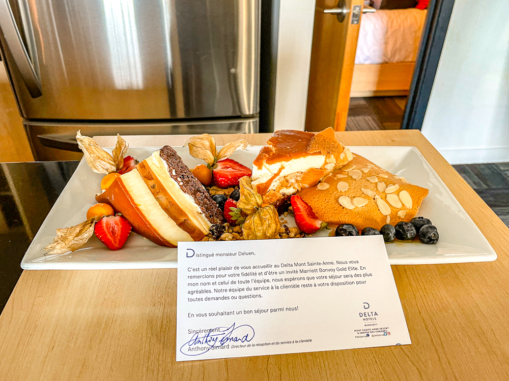 cadeau de bienvenue du Delta Hotels Mont Saint Anne Marriott