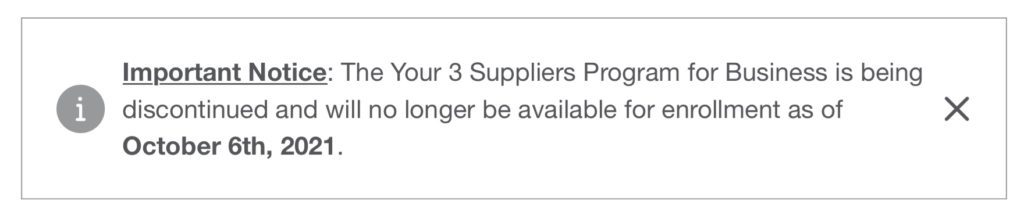 fin programme trois fournisseurs amex fr