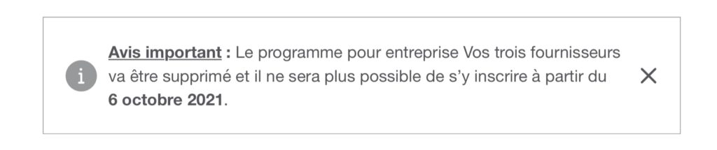 fin programme trois fournisseurs amex fr