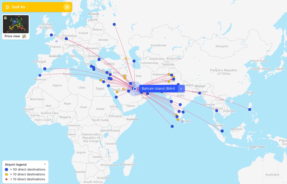 Destinations Gulf Air Flight Connections