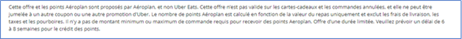 Offre et points Aeroplan