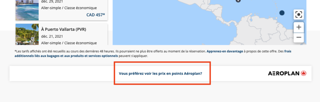 Aeroplan points card