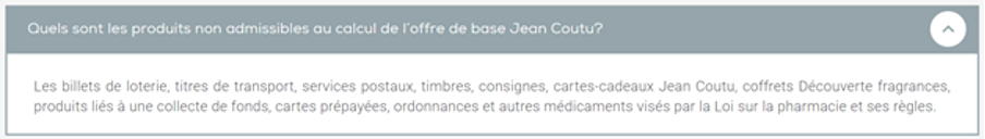 Produits non admissibles offre Jean Coutu