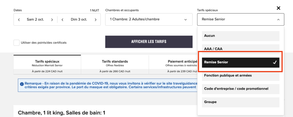 Remise senior marriott