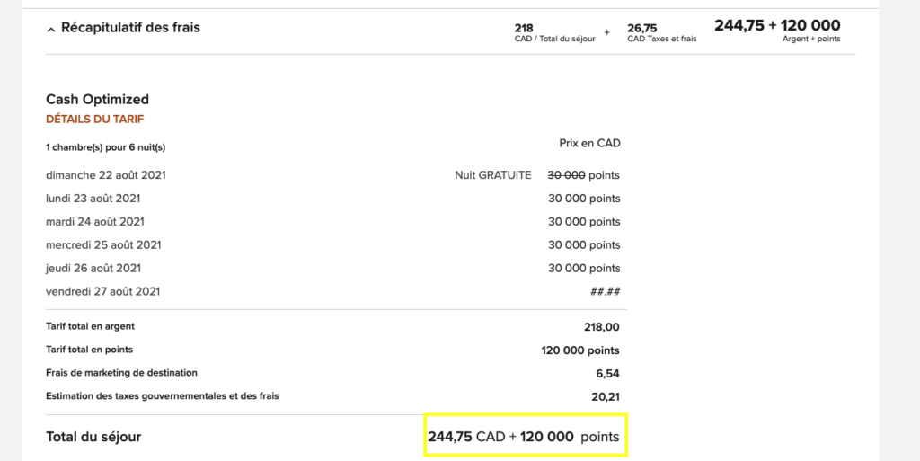 Westin Calgary final paiement