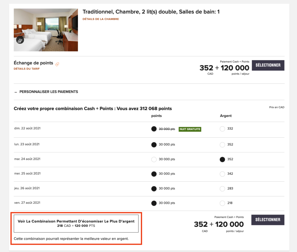 Westin Calgary voir combinaison