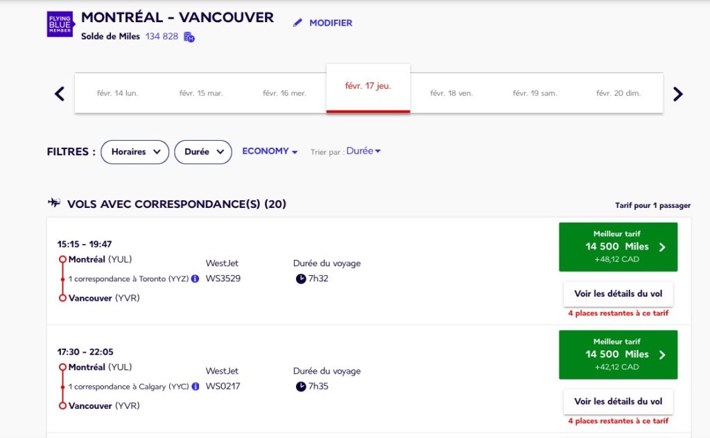 af flying blue yul yvr westjet fr