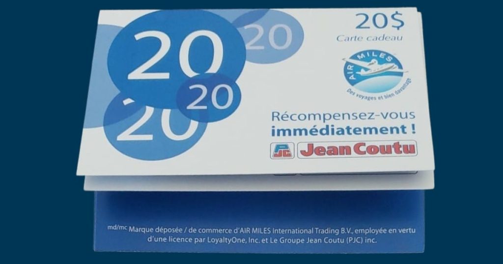 Cartes Cadeau Air Miles Jean Coutu