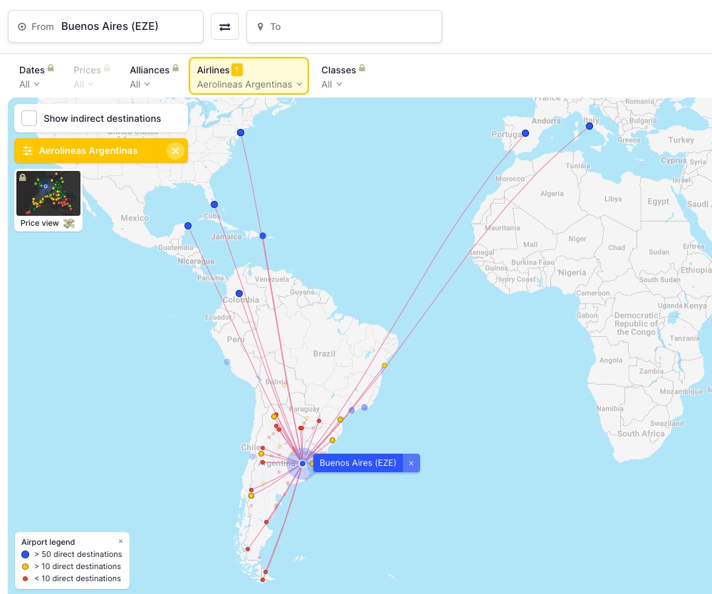flight connections aerolinas argentina