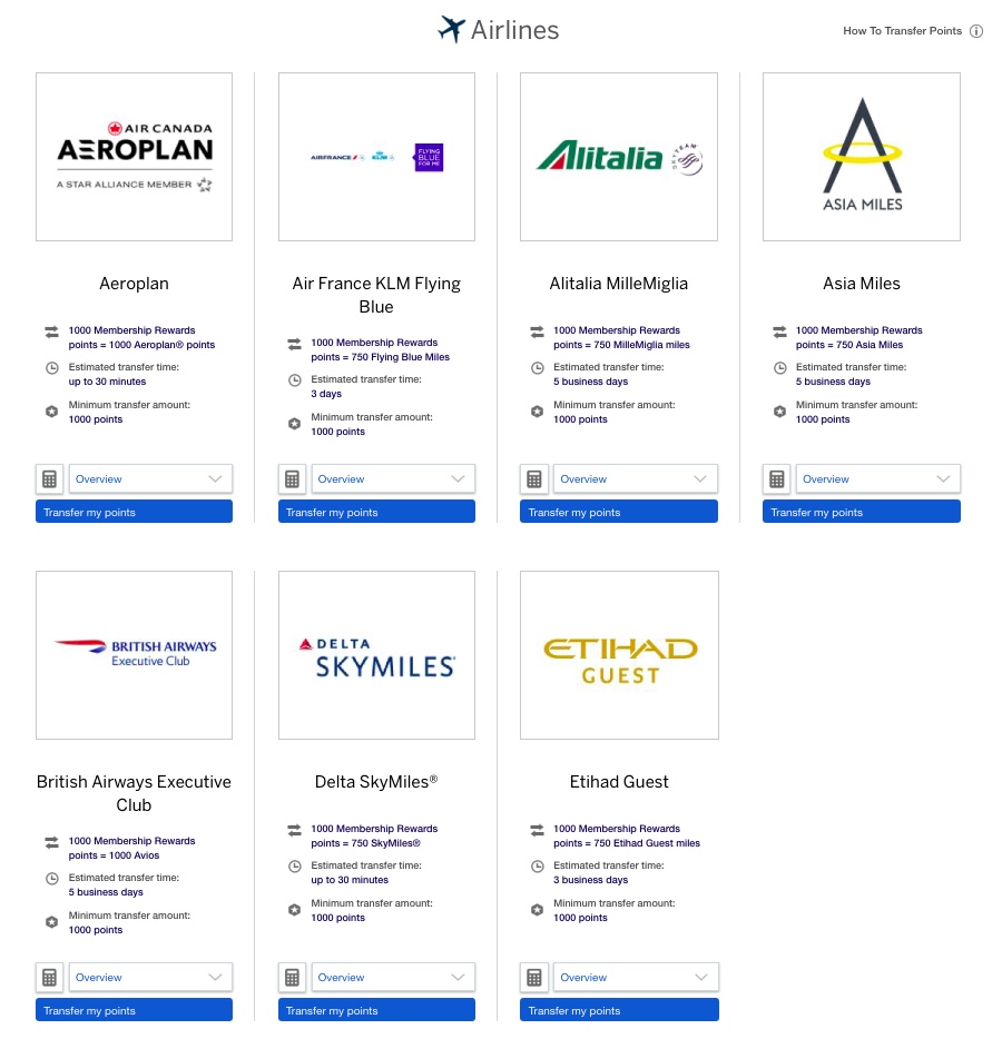 programmes aériens partenaires american express fr