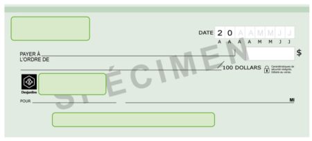 Spécimen de chèque Desjardins