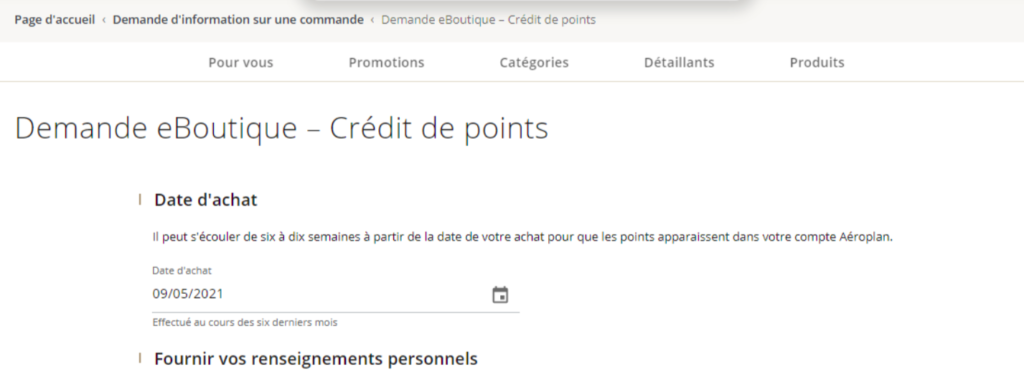 Demande EBoutique Credit points