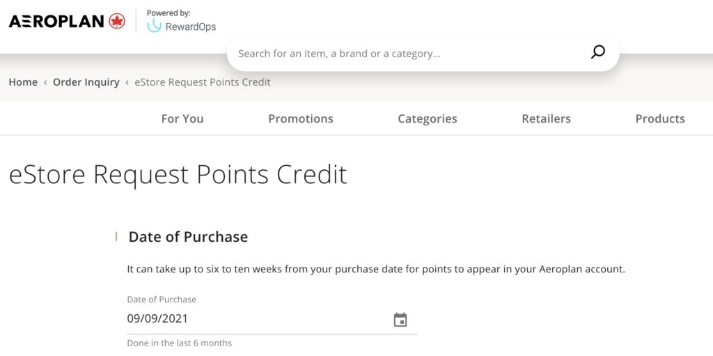 Request EBoutique Credit points