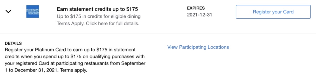 promo platinum restaurants capture