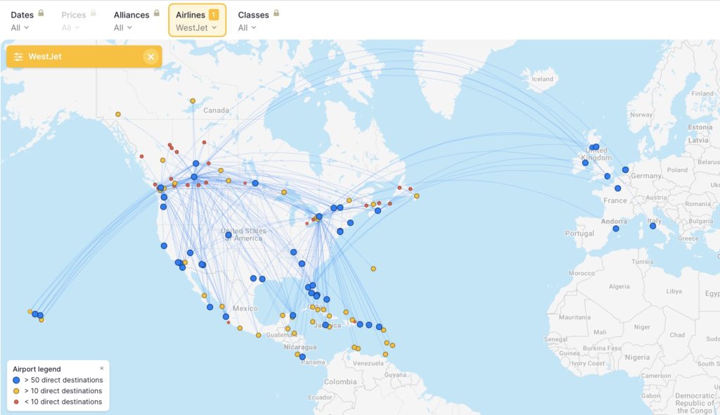 reseau Westjet Flightconnections