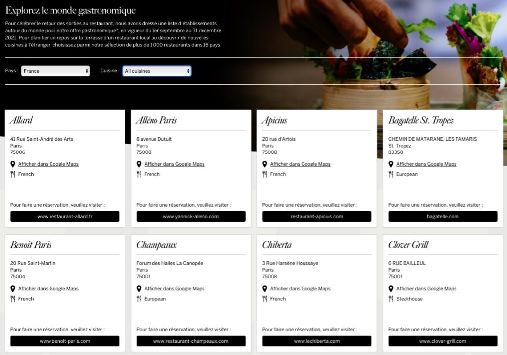 restaurants platine france