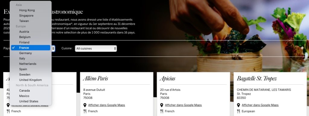 restaurants platine pays