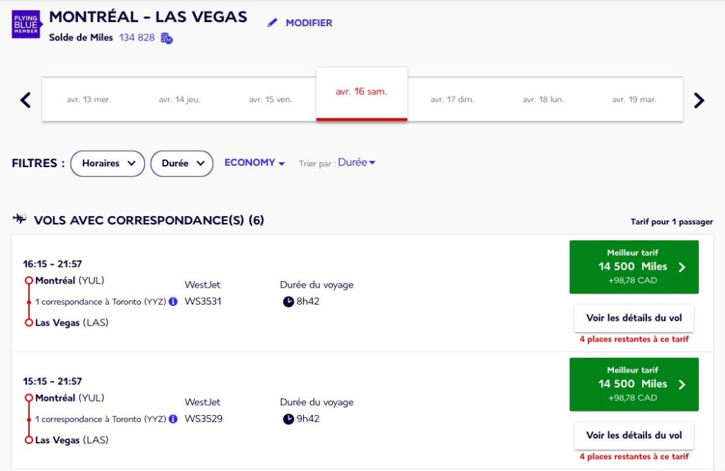 yul las westjet flying blue fr