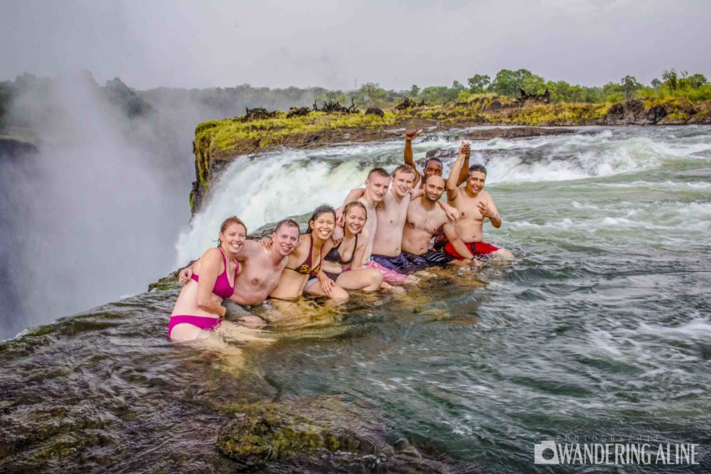 on the edge of the pool