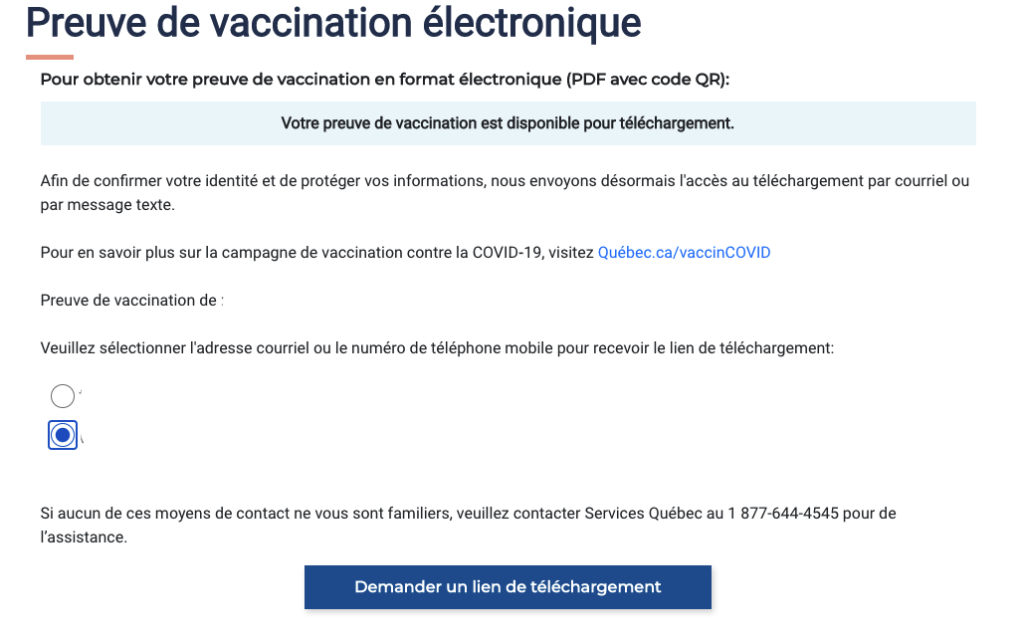 Choix preuve vaccination