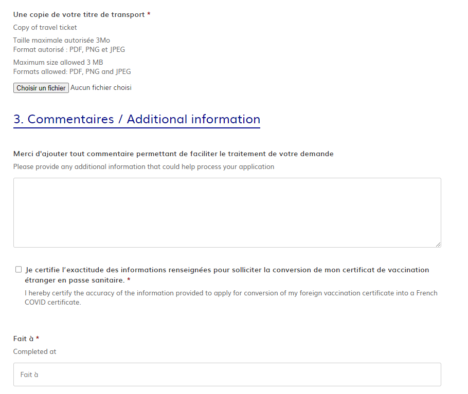 Information additionnel pass