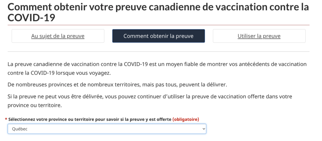 Preuve canadienne de vaccination