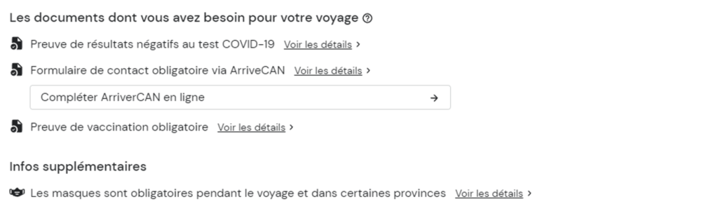 Return to Canada tests