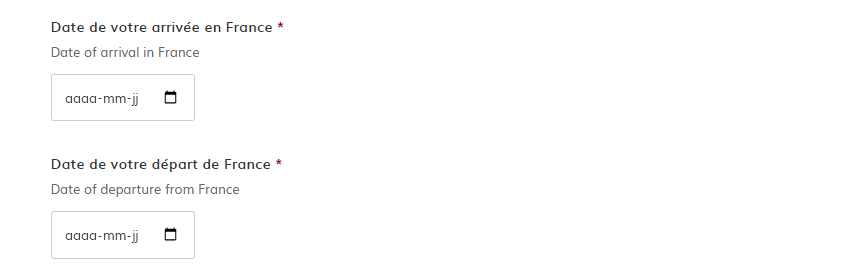 date arrivee depart France