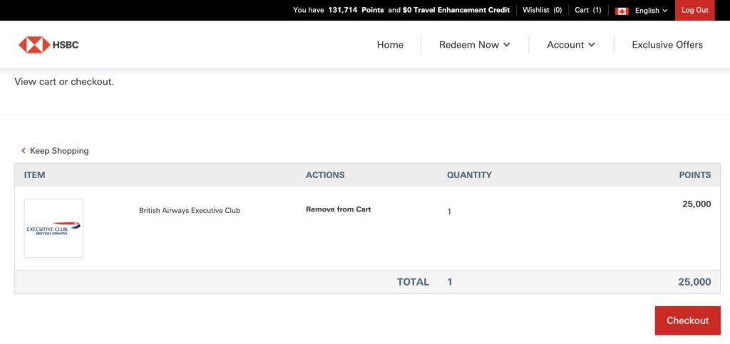 hsbc exchange miles basket en