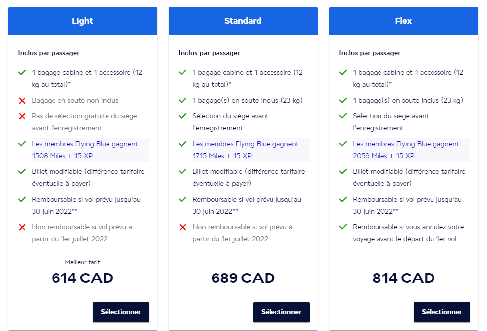 Exemple Air France billet argent