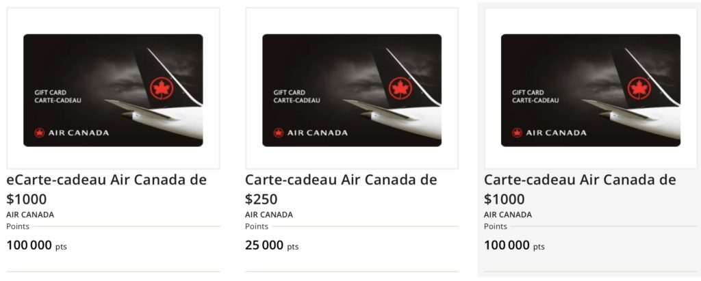 ac aeroplan gift cards