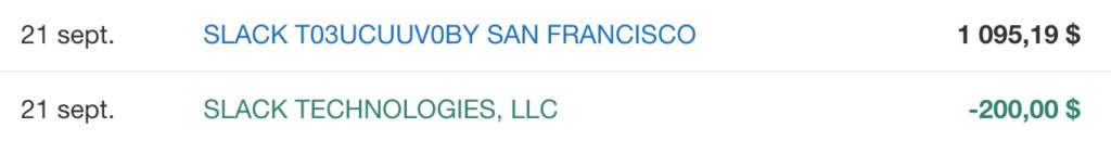 Credit Slack Amex Platine