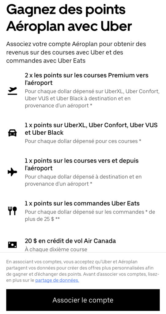 uber link aeroplan account en
