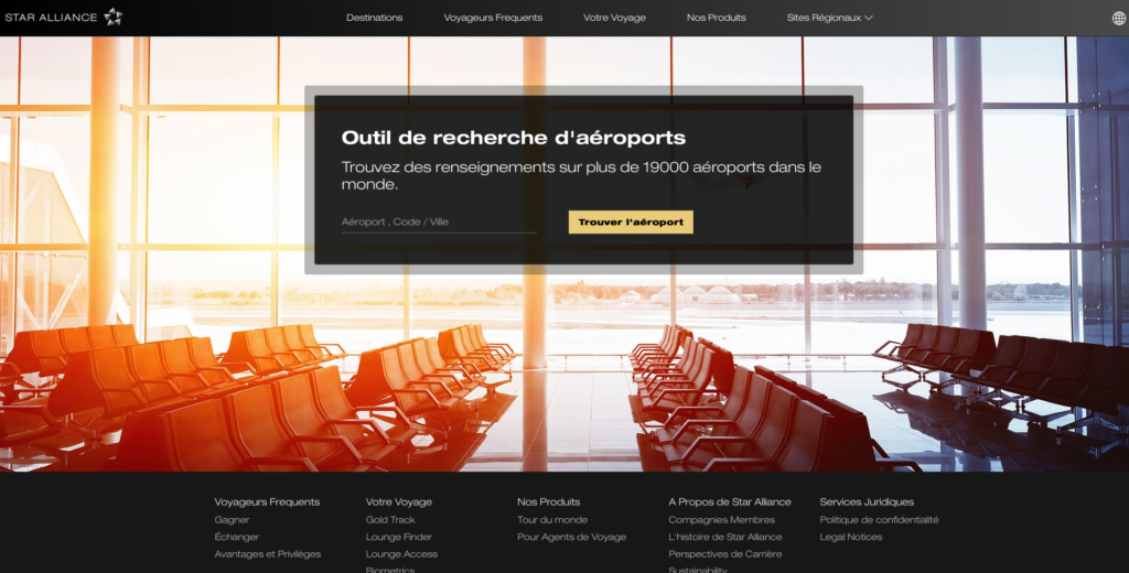 Outil recherche aéroports Star Alliance