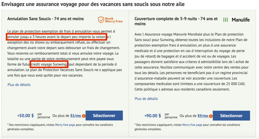 Sunwing Option Sans soucis