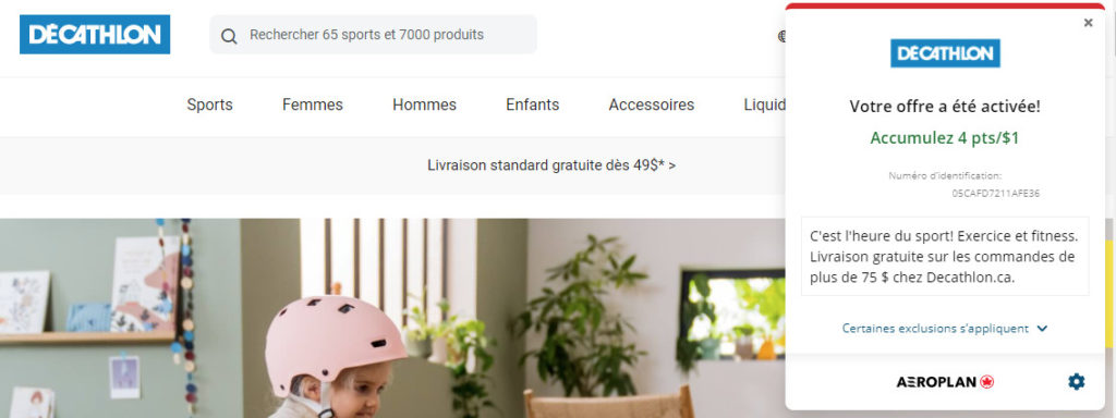 Eboutique Extension Decathlon offre activee