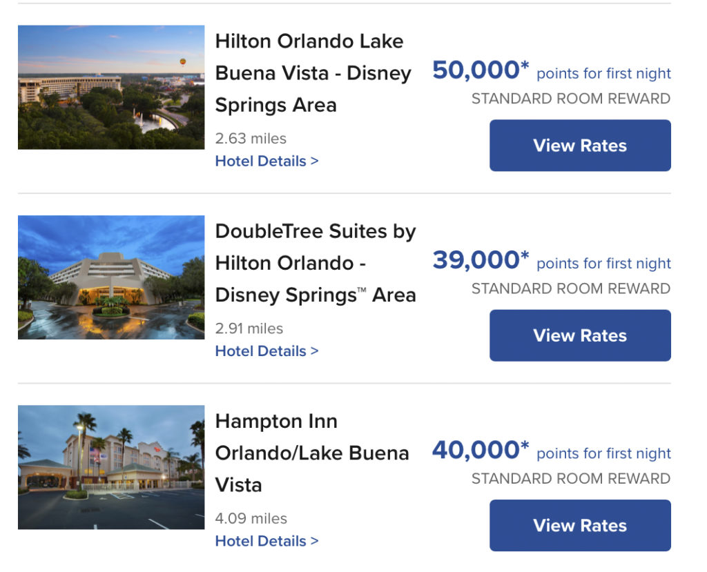 Hébergement Disney World Hilton Honors