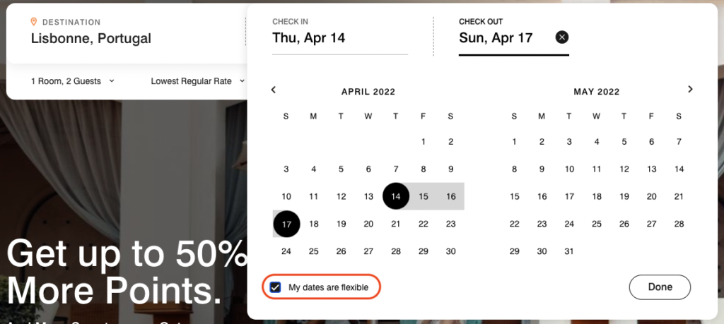 Marriott Outil recherche dates