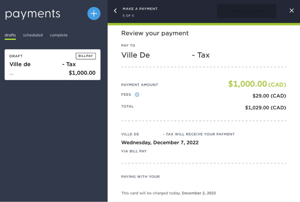 Plastiq paiement taxes entreprises particulier impots imposition revenues