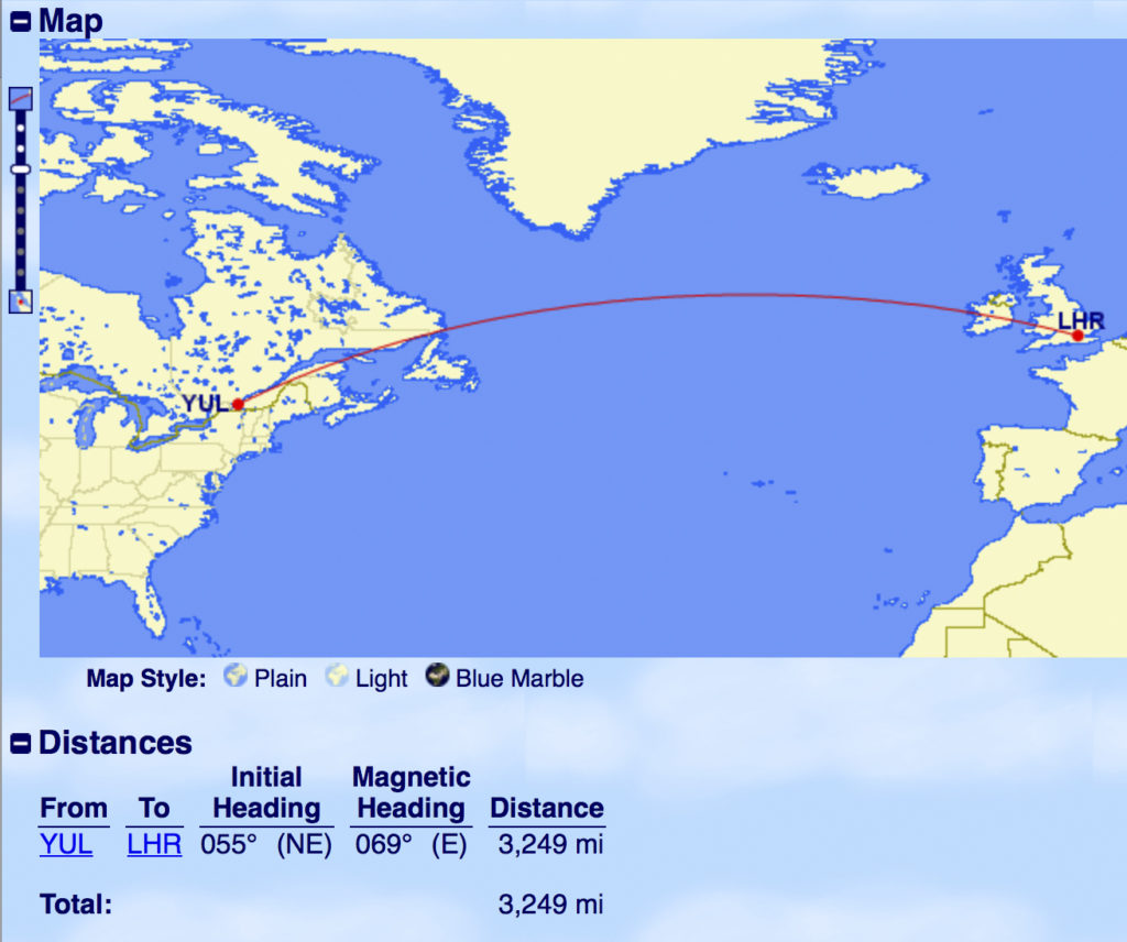 Qatar Distance YUL LHR