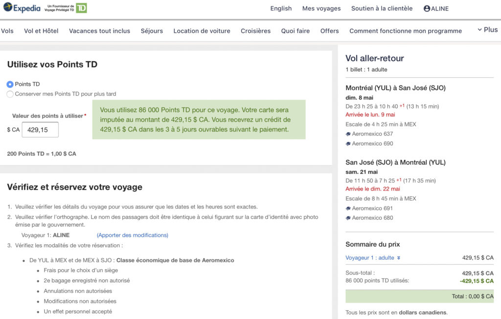 Costa Rica avion TD Primes