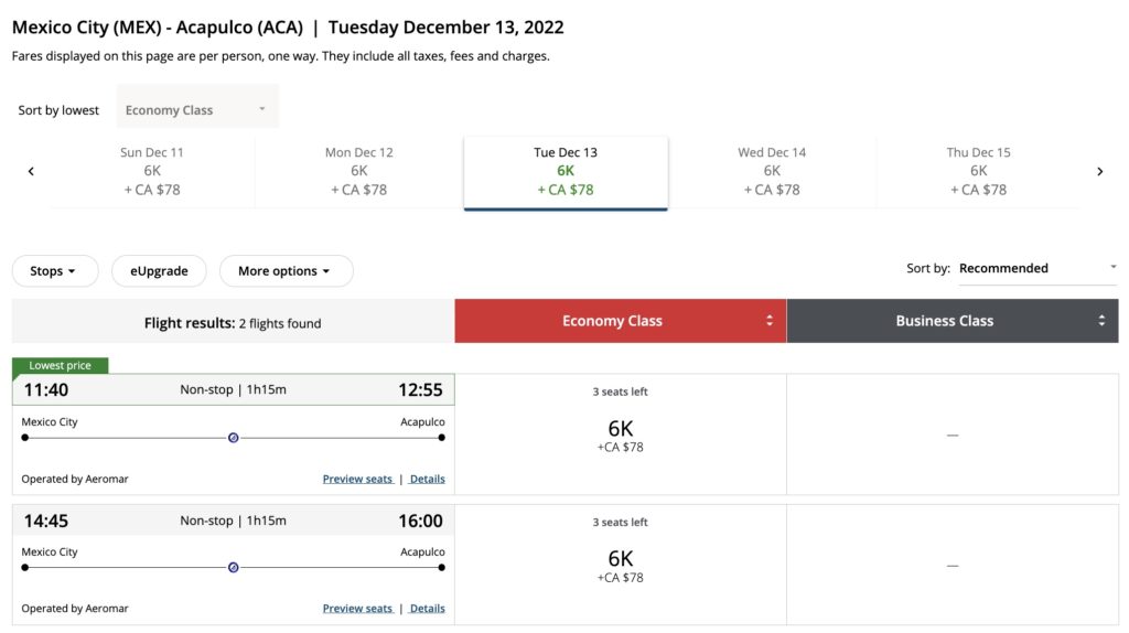 Mex Aca Aeromar Aeroplan