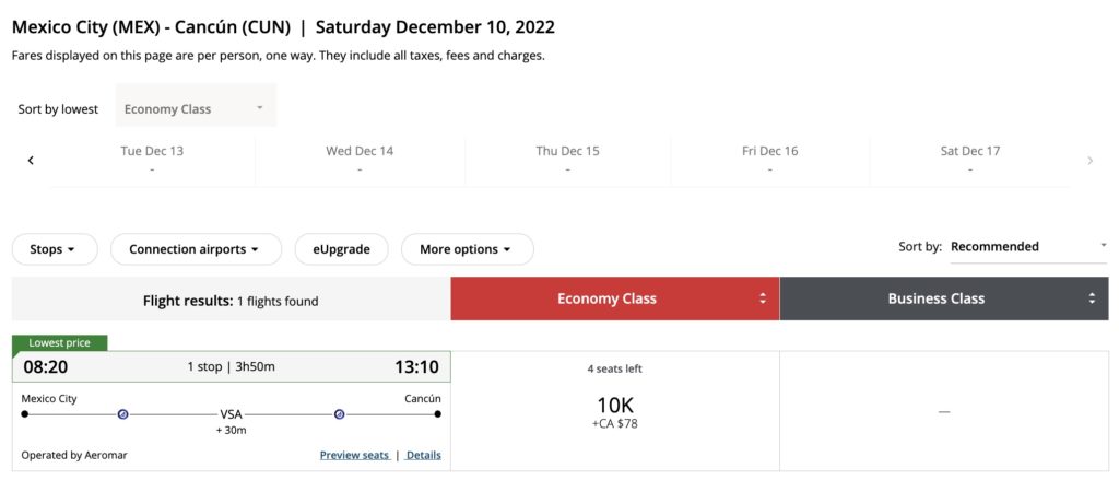 Mex Cun Aeromar Aeroplan