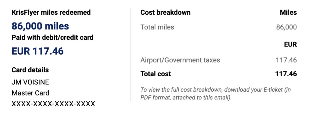 singapore airlines cout reservation